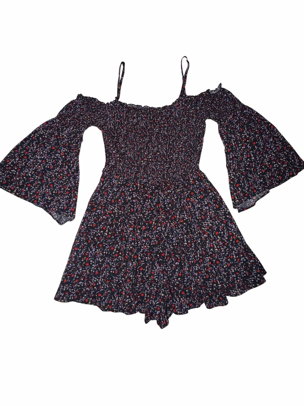 Women’s Black Floral Off-Shoulder Romper
